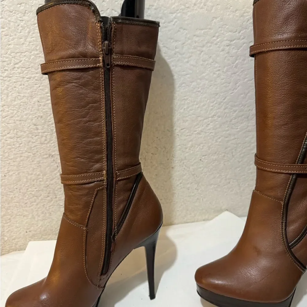 Seducta platform leather heeled  boots size 24 ,5/ 8,5 US